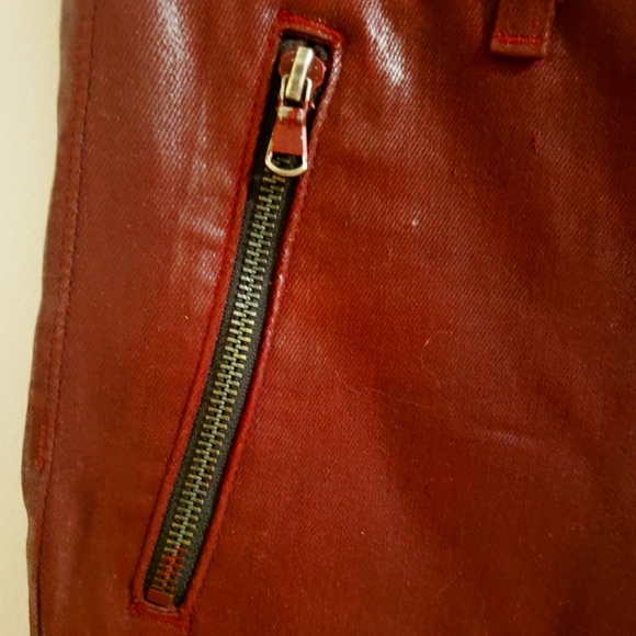 Hudson's Moto Stark Crimson Wax Super Skinny Mid Rise Front Zip Pocket Woman 30 - Picture 6 of 15